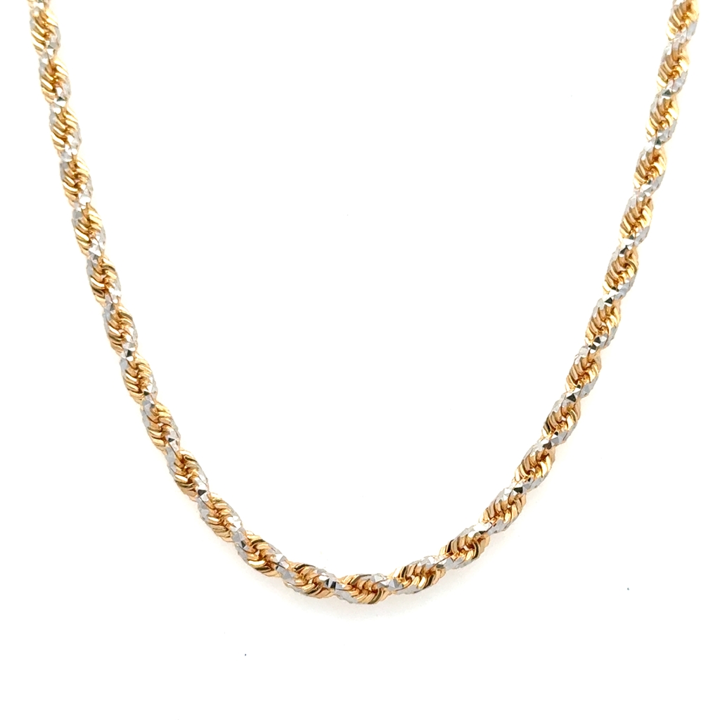 Chaîne torsade, or 2 tons (jaune et blanc) 10 carats