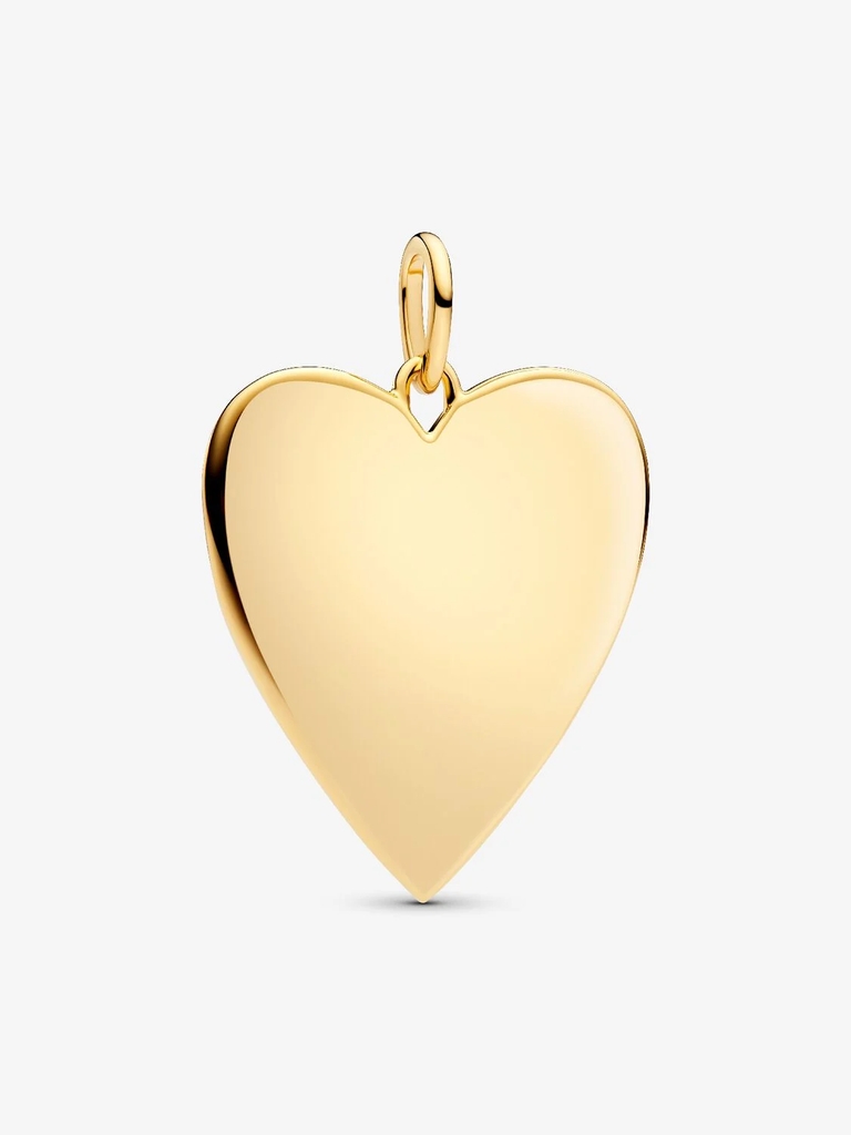 Pendentif coeur surdimensionné gravable, métal unique plaqué d'or 14 carats