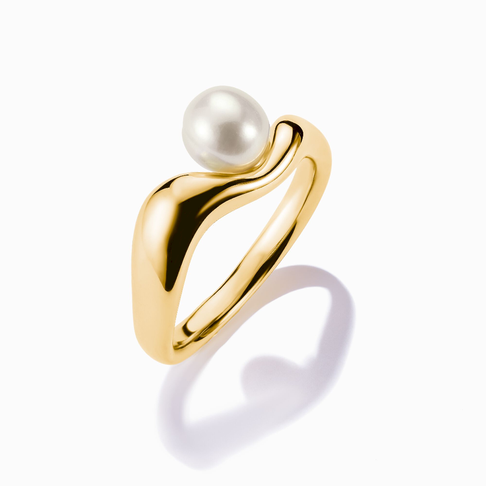 Gold-finished silver ring with pearl - TR2485-430-14-54 - Thomas Sabo
