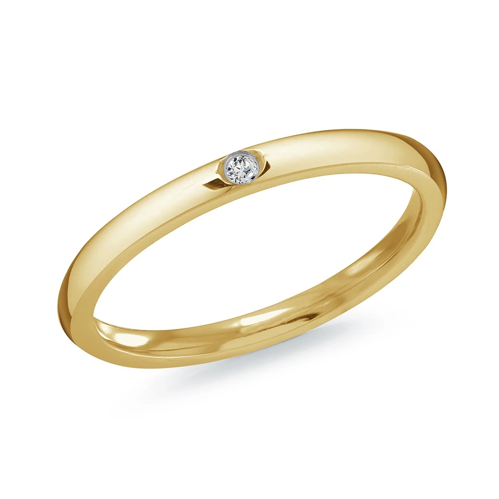 Jonc acier inoxydable doré, zircon incolore