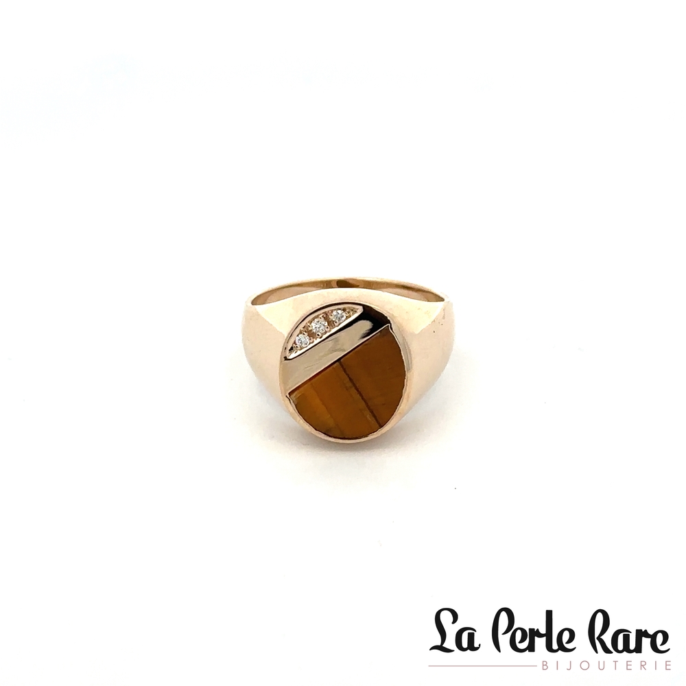 10K Yellow Gold Ring with Tiger’s Eye and Diamonds – 162E31D - 162E31D - Exclusivity