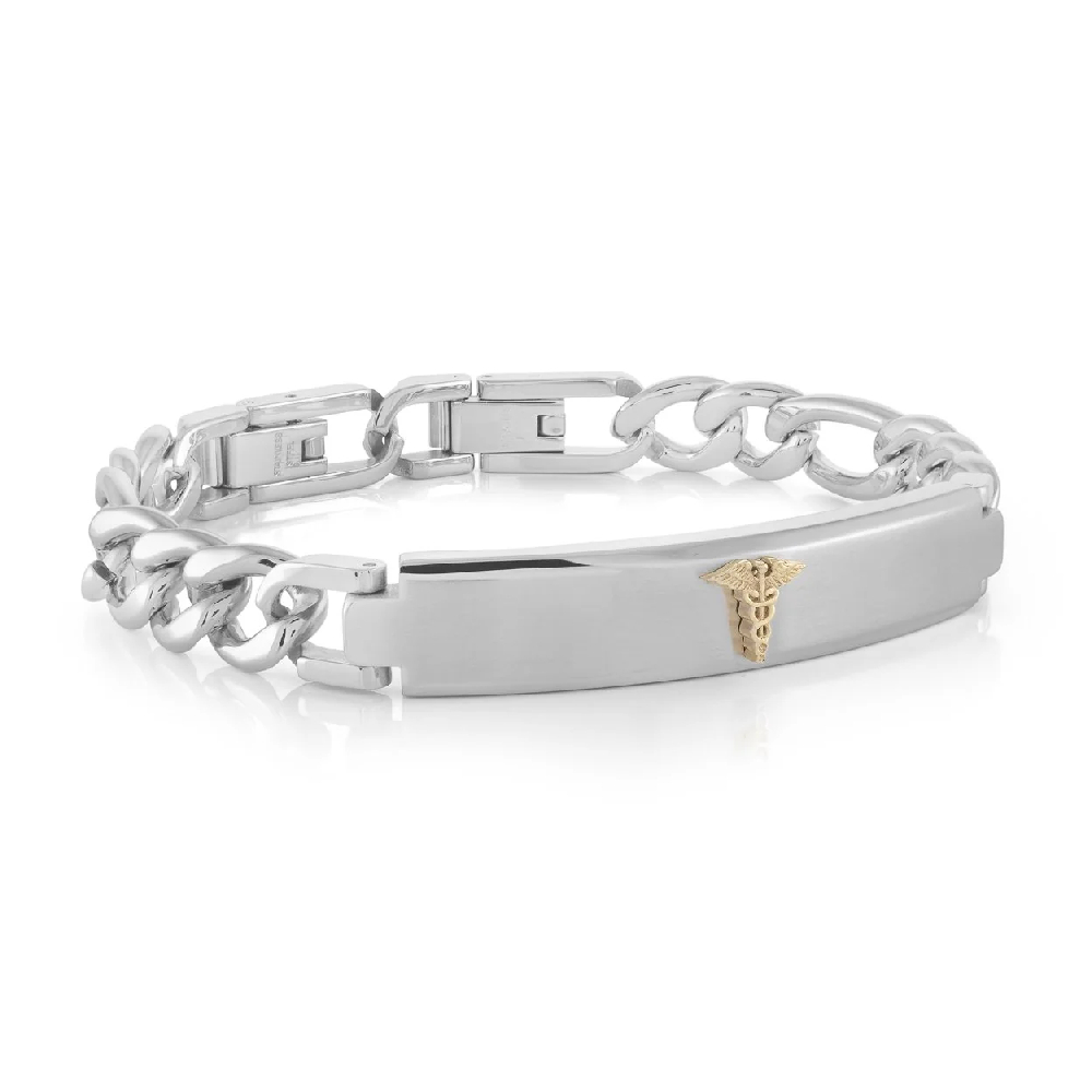 Bracelet médical, acier inoxydable 2 tons (blanc/jaune)
