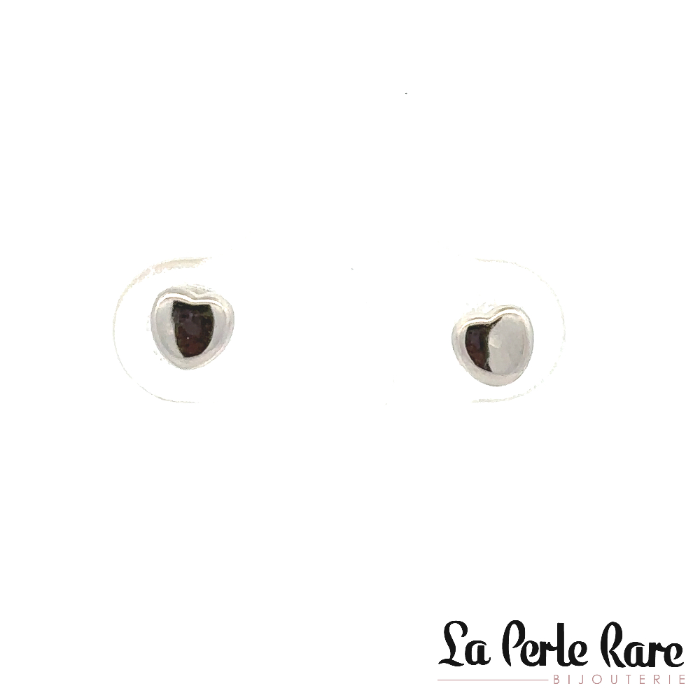 Screw-back heart stud earrings 10K white gold - 3823-1B - Exclusivity