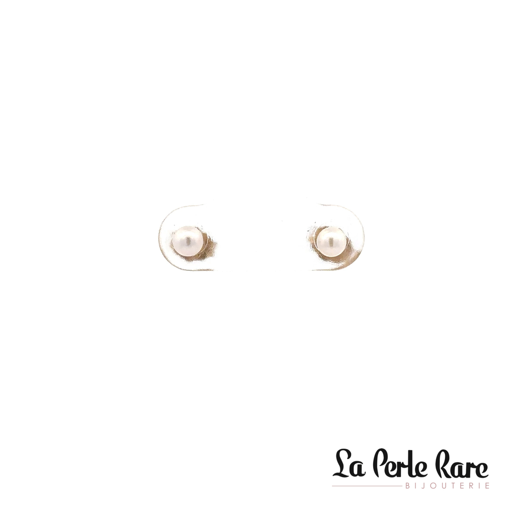 Fixed yellow gold earrings, 3.5-4 mm pearls - PR14-F354 - Pretty Pearl