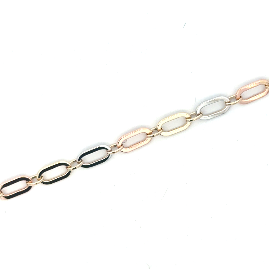 Bracelet or trois tons (jaune, blanc et rose) 10 carats