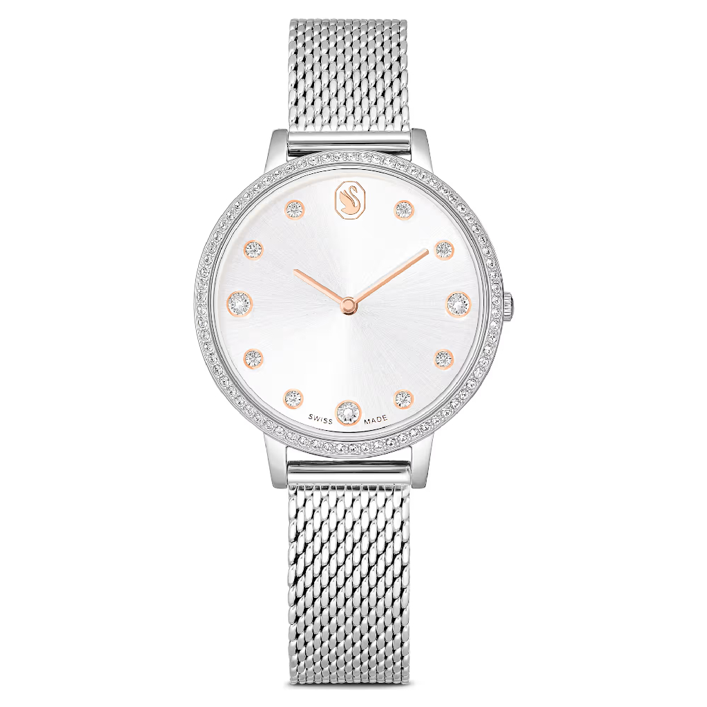 Montre métal, cristaux incolores