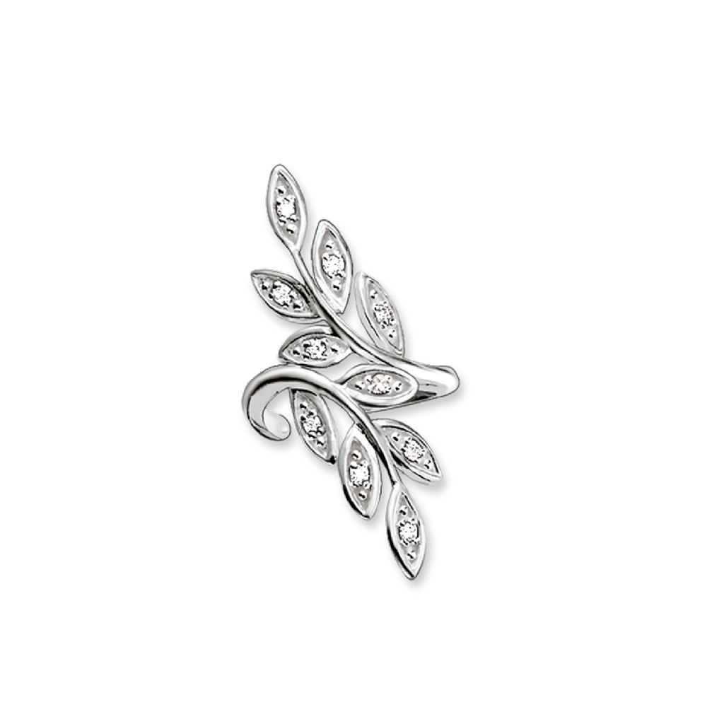 Manchette d'oreille, argent, zircons incolores
