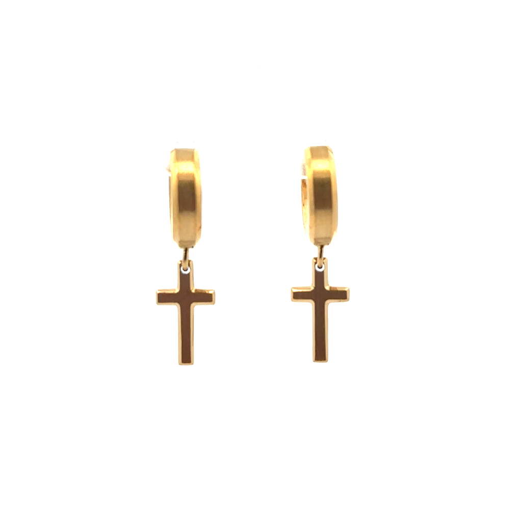 Huggies croix, acier doré