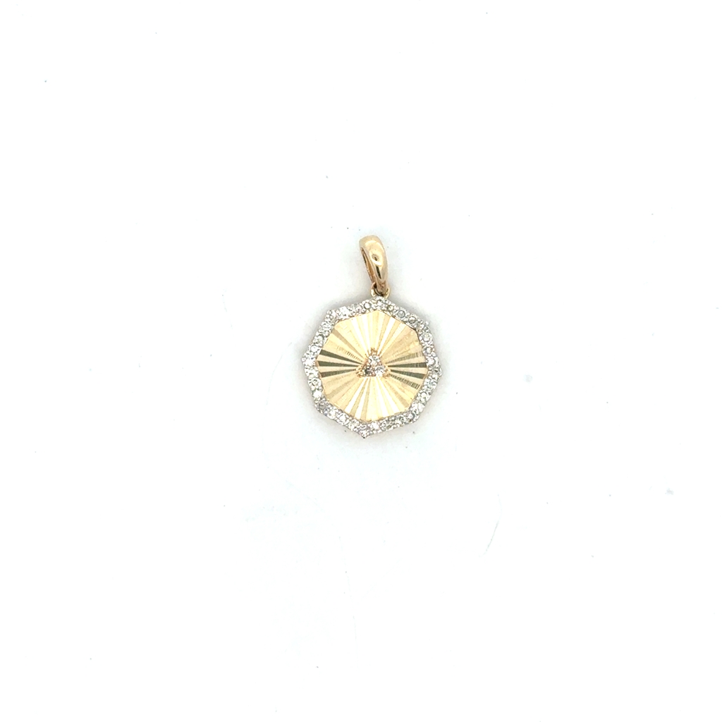 Yellow gold 10k pendant with 25 total diamond points
