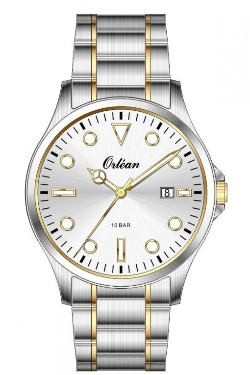 Montre acier inoxydable 2 tons (blanc et jaune)