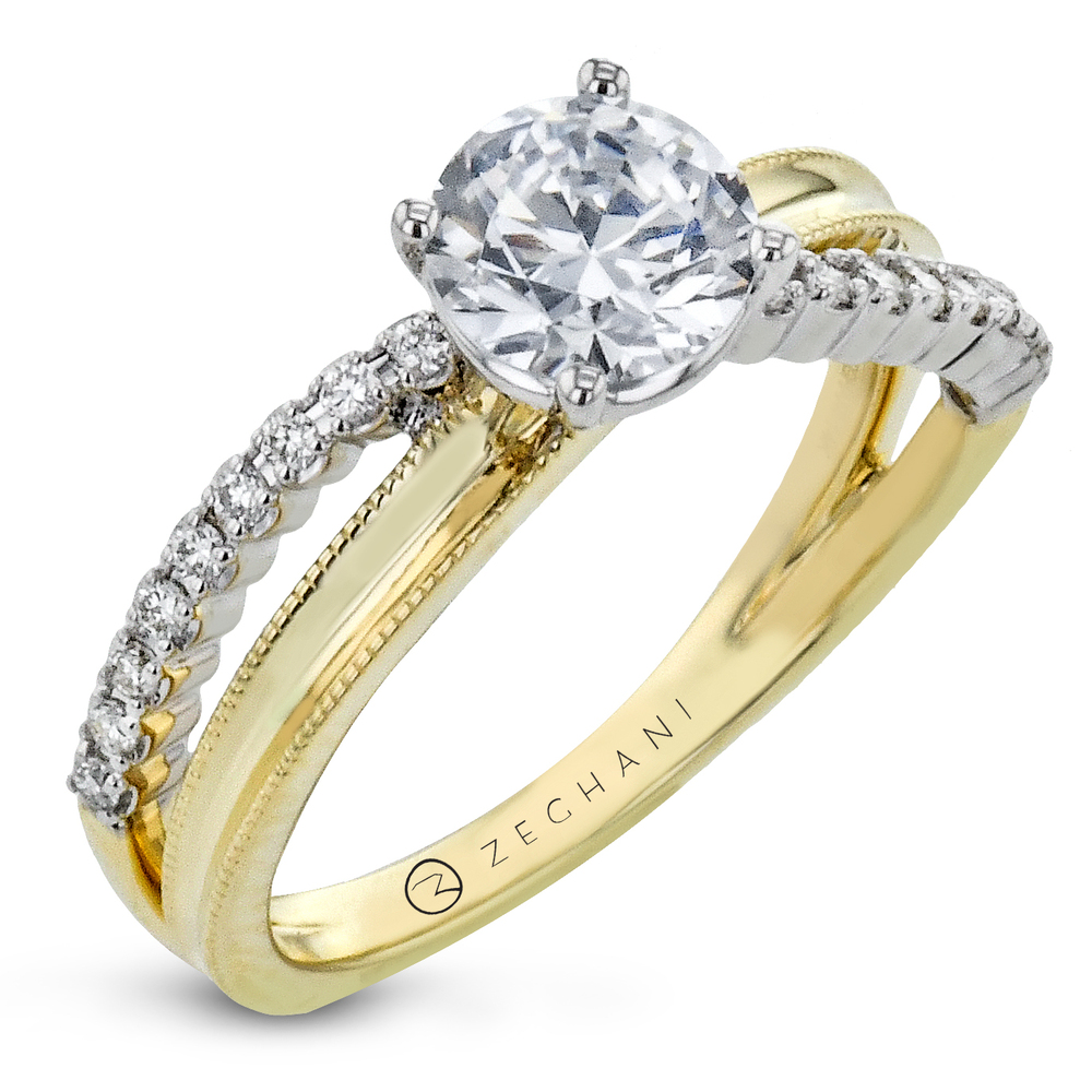 Bague or deux tons 14k avec diamant Swarovski et diamants naturels – Zeghani - ZR2314 - Zeghani