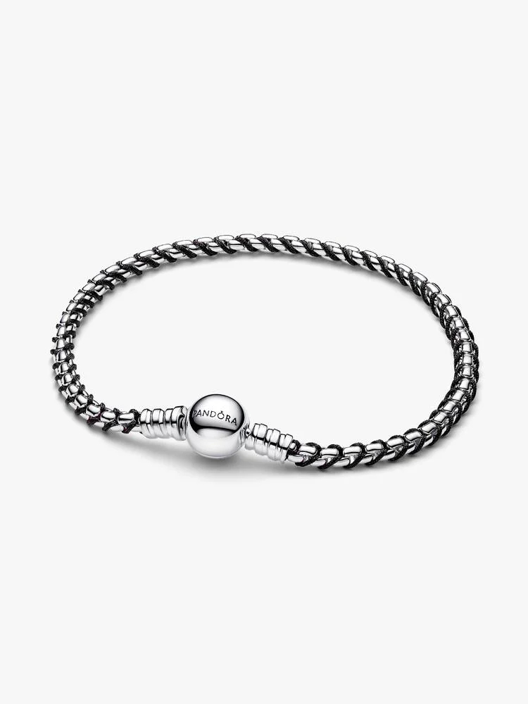 Bracelet sterling silver, cordon black
