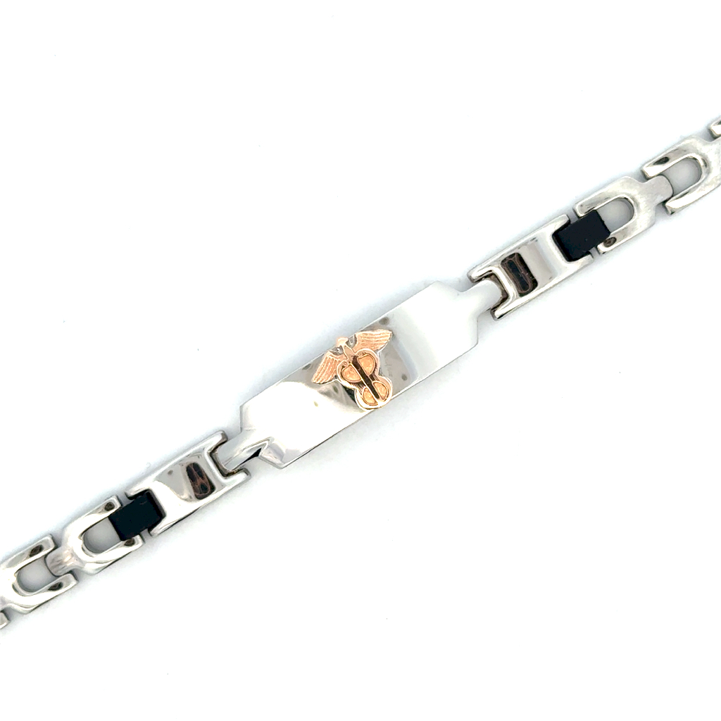 Watch Strap médical, acier inoxydable 2 tons (blanc/jaune)