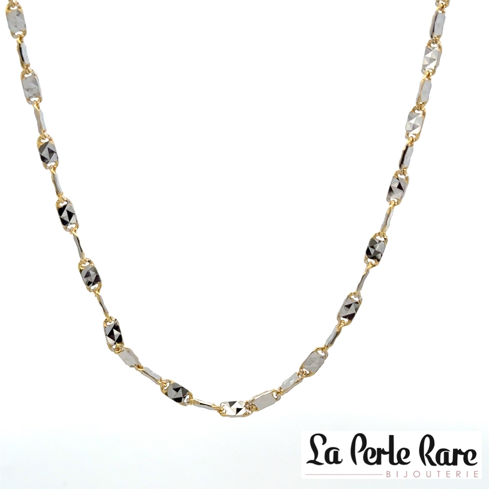 Chaîne or 2 tons (jaune et blanc) 10 carats - LPR-2823-16 - Exclusivité