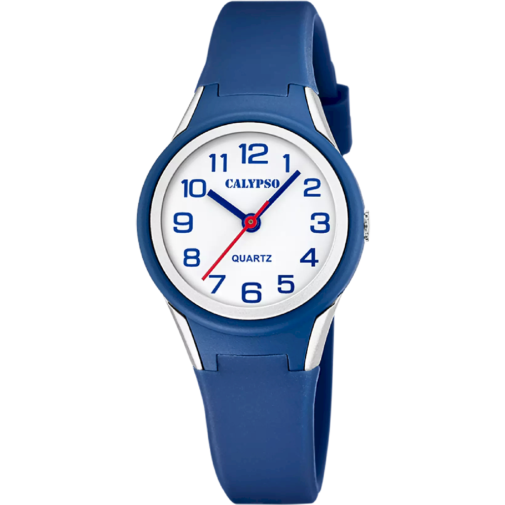 Montre silicone bleu, fond blanc