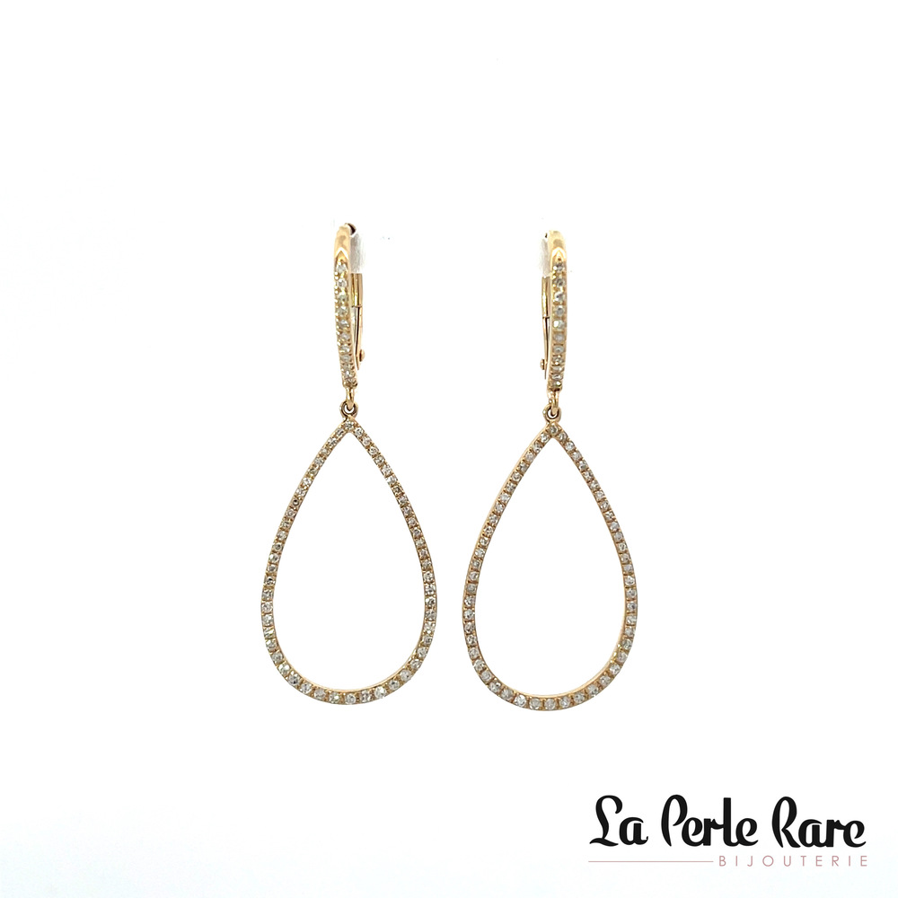 14k Yellow Gold Drop Earrings, 38 pts Diamonds - 293472 - Majolie