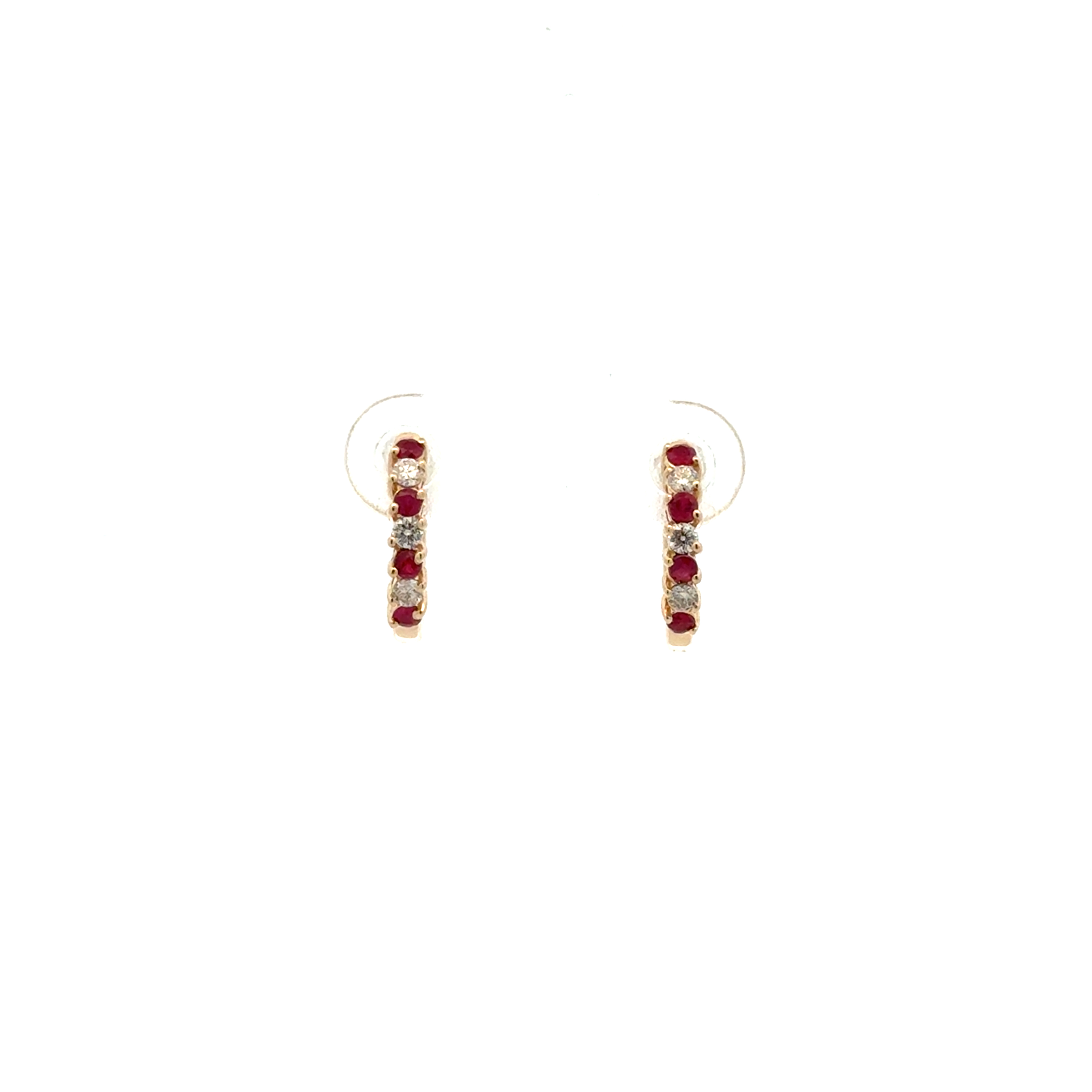 Anneaux en or jaune 14 carats avec 15 points de diamants au total, rubis