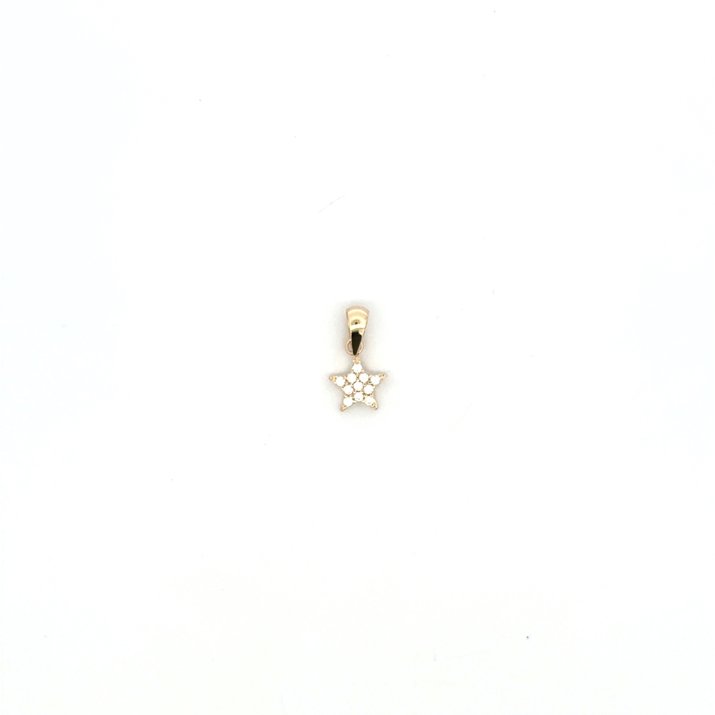 Pendentif étoile, or jaune 14 carats, zircons incolores