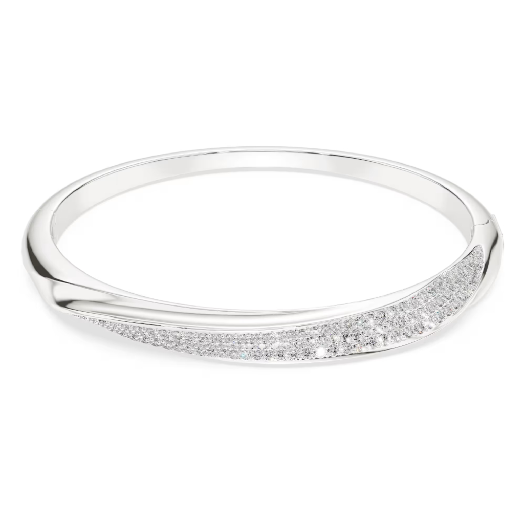 Bracelet rigide Classica, argent recyclé, cristaux incolores