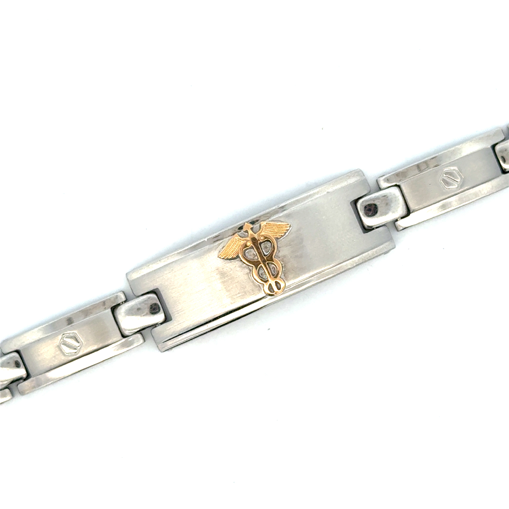 Watch Strap médical, acier 2 tons (blanc/jaune)