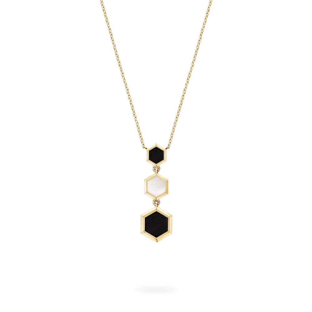Birks Bee Chic pendant, 18K yellow gold, onyx, Mother-of-Pearl - 450011498134 - Birks