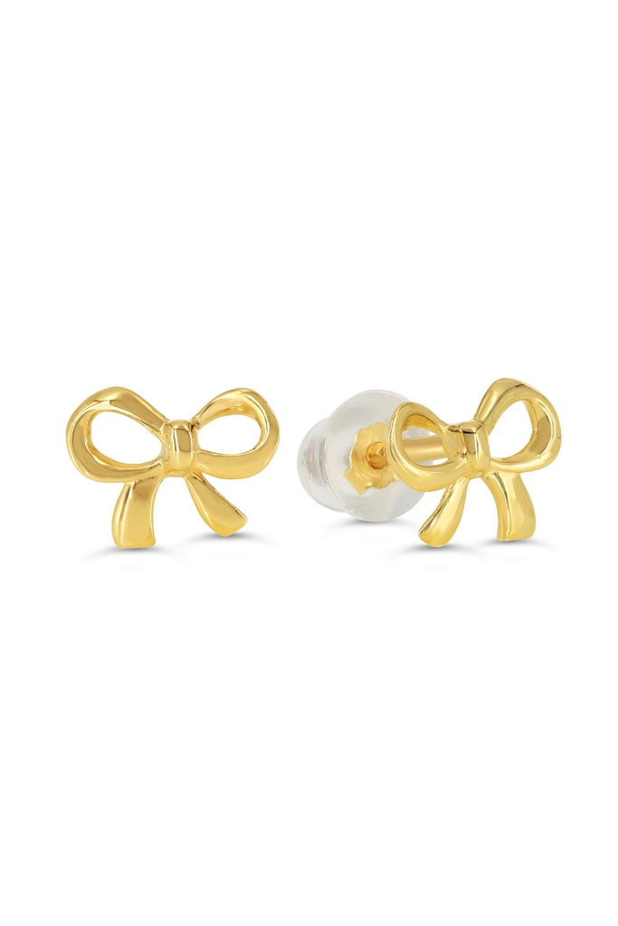 Boucles d'oreilles fixes noeud ruban, or jaune 14 carats