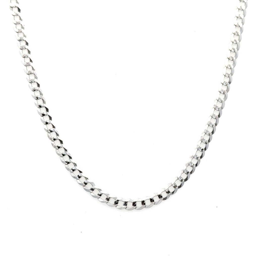Chaîne gourmette, or blanc 10 carats