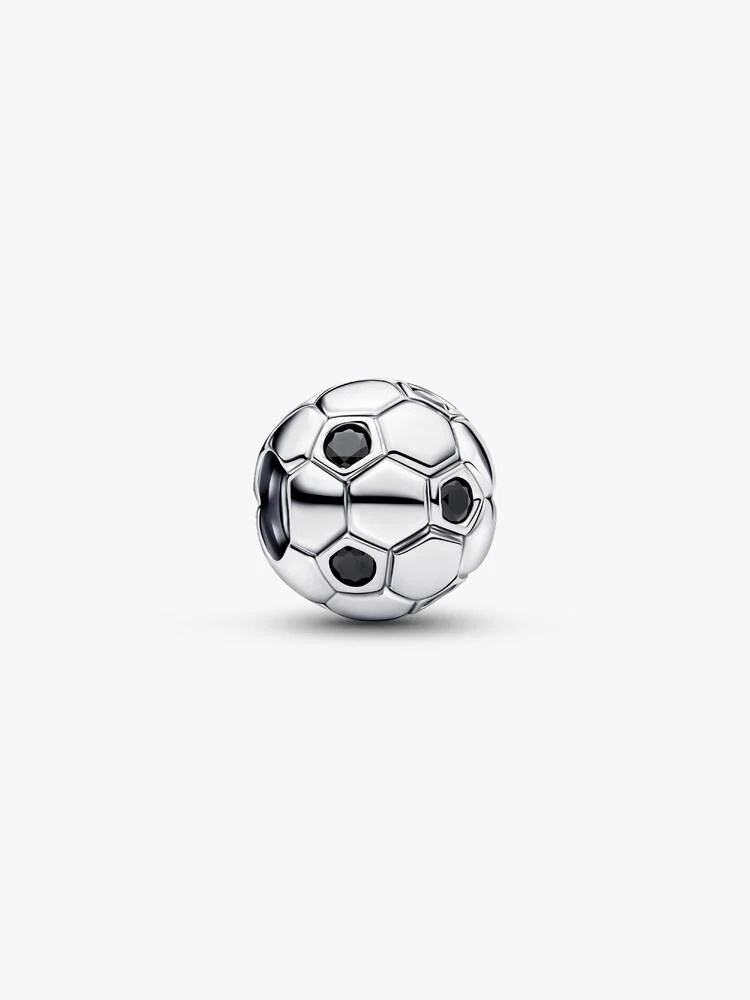 Bille ballon de soccer, argent, cristaux noirs