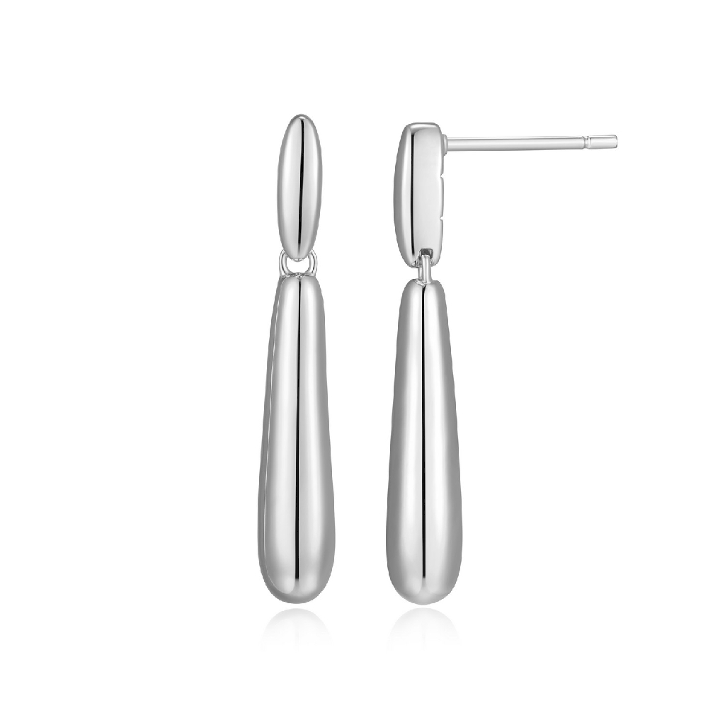 Drop earrings rhodium plated silver
