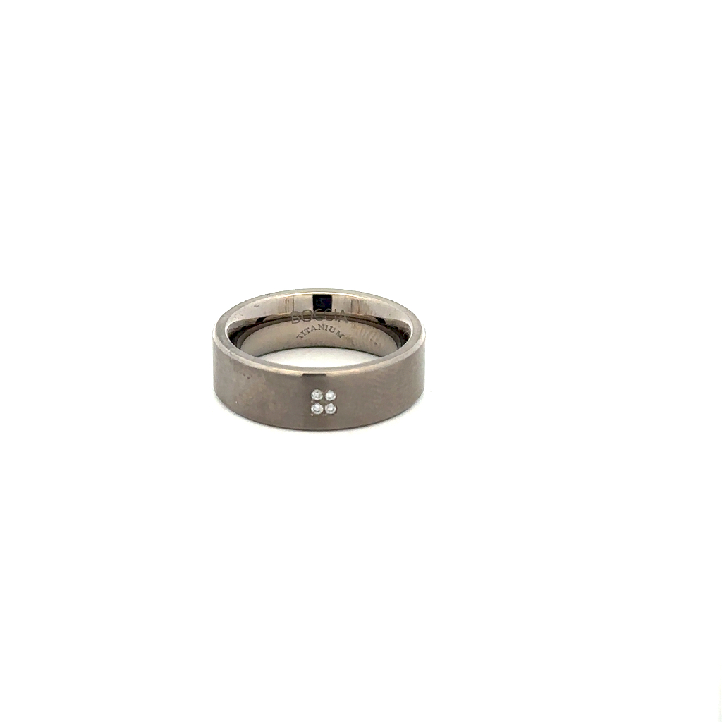 Jonc titane, zircons incolores - 167-010112-4.5 - Steelx