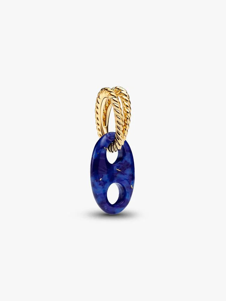 Bille link marin, métal unique plaqué d'or 14K, lapis lazuli synthétique