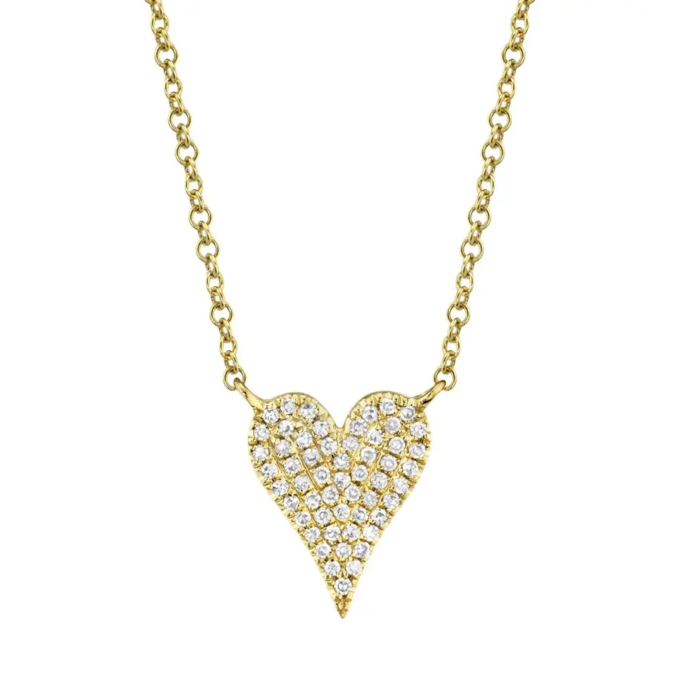 Yellow Gold Heart Necklace 14k, 0.11ct Diamonds - SC55006926 - Shy