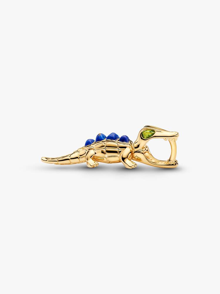 Bille alligator, métal unique plaqué d'or 14K, crystals verts, lapis-lazuli synthétique