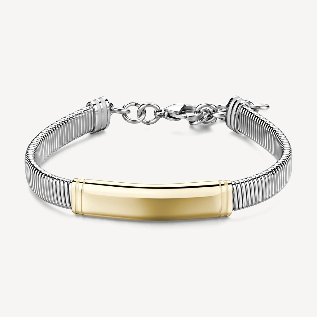Bracelet d'identité Riptide, acier inoxydable 2 tons (blanc et jaune)