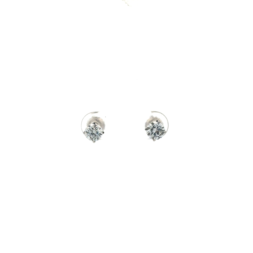 Boucles d'oreilles fixes vissées, or blanc 10 carats, 100 points de diamant de laboratoire total, VS/EF, certificat
