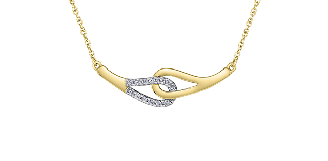 necklace yellow gold 10 karats, 13 points of total diamond