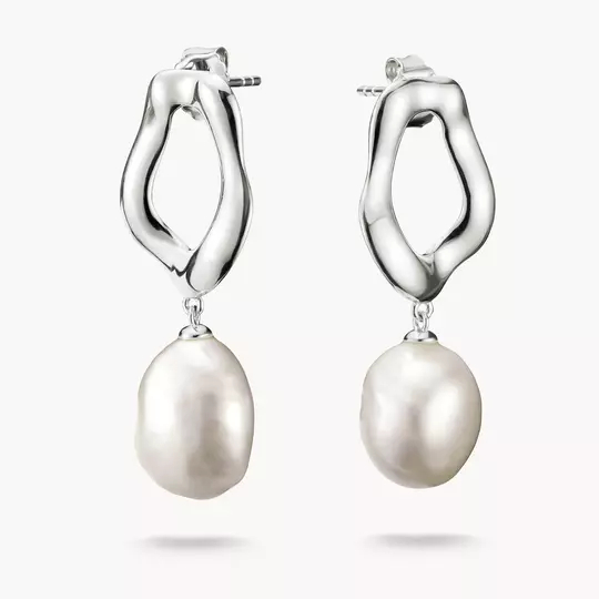 Boucles d'oreilles pendantes argent, perles