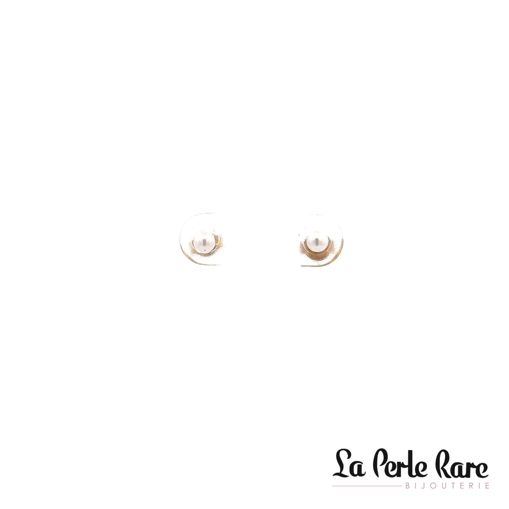Fixed yellow gold earrings, 3-3.5 mm pearls - PR14-F335 - Pretty Pearl