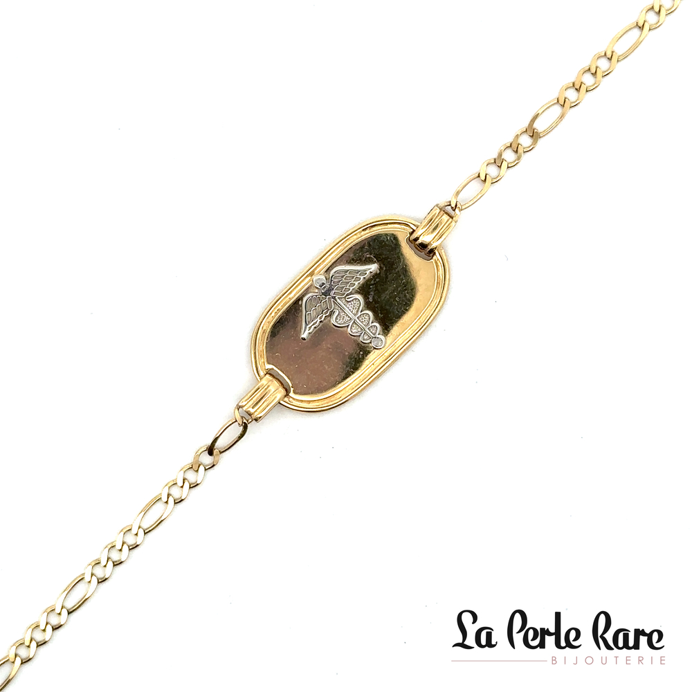 Bracelet médical figaro, or jaune