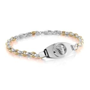 Medical braceland in stainless steel two tone (blanc/jaune)