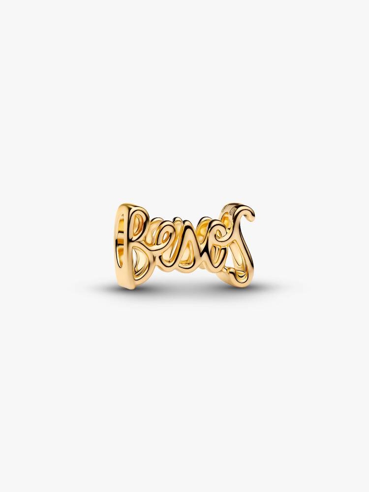 Bille Besos en script, métal unique plaqué d'or 14 carats