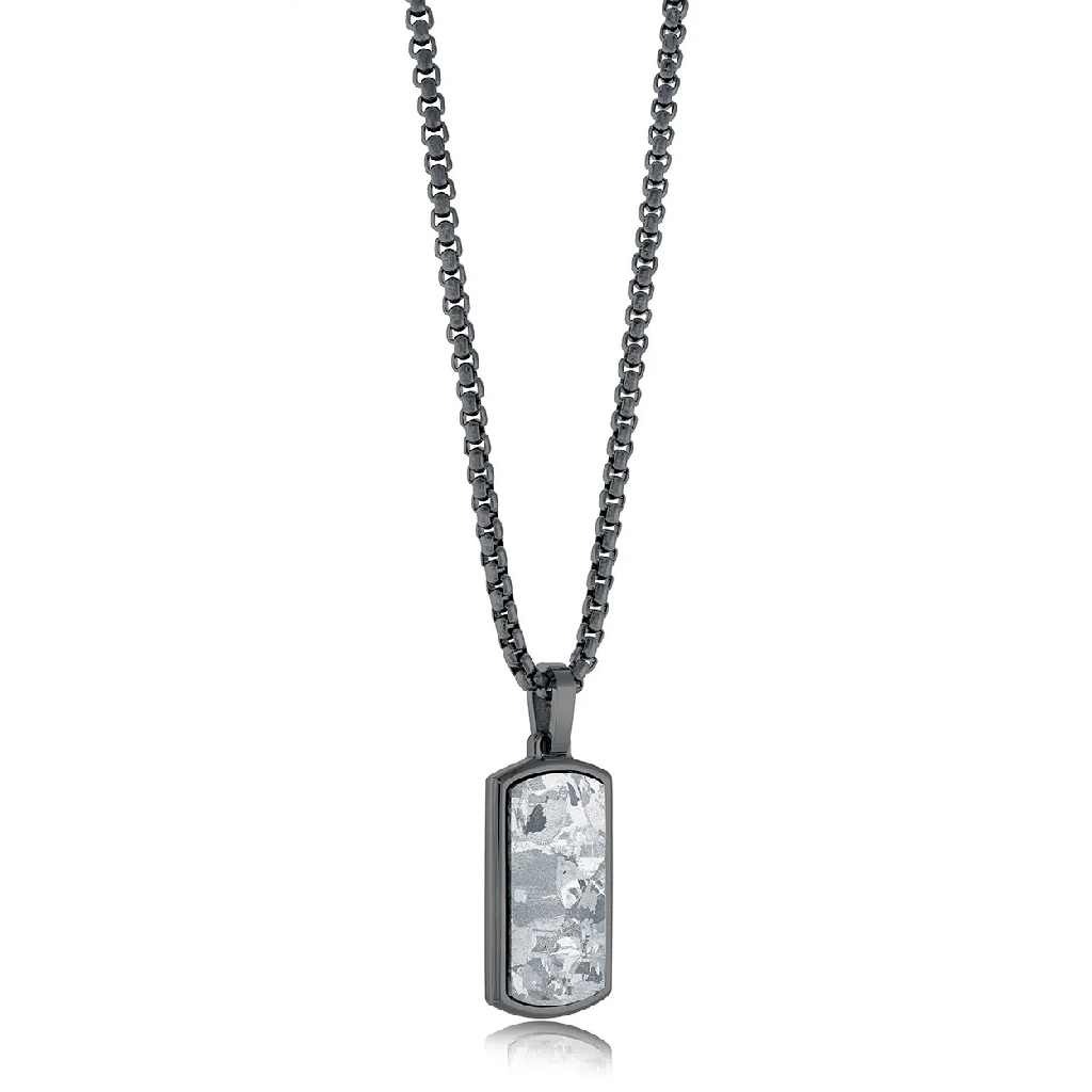 Dog tag pendant in stainless steel two tone (black and blanc)