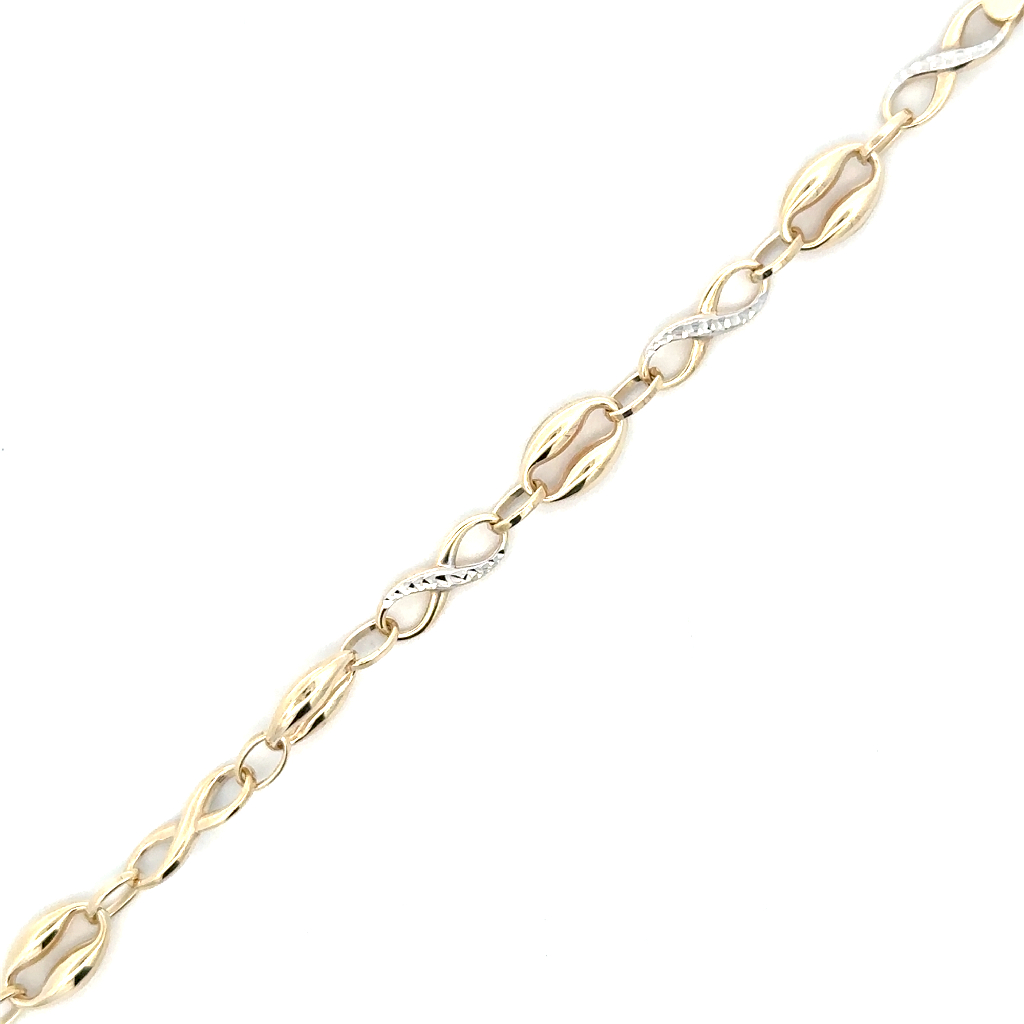 Bracelet symboles de l'infini, or 2 tons (jaune et blanc) 10 carats