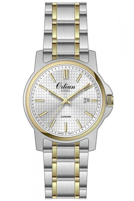 Montre acier inoyxdable 2 tons (blanc et jaune)