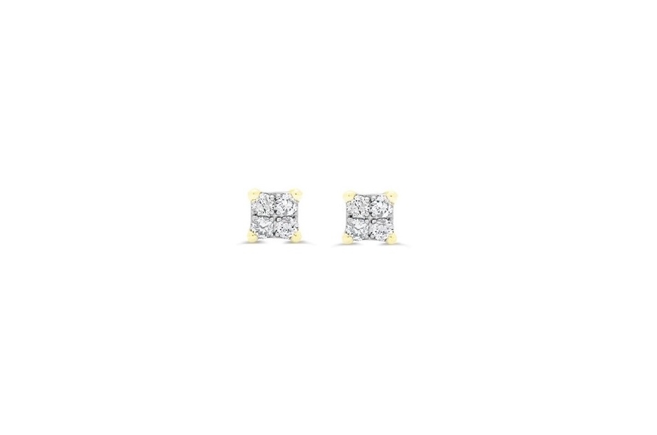 Boucles d'oreilles fixes or jaune 14 carats, 5 points de diamant total