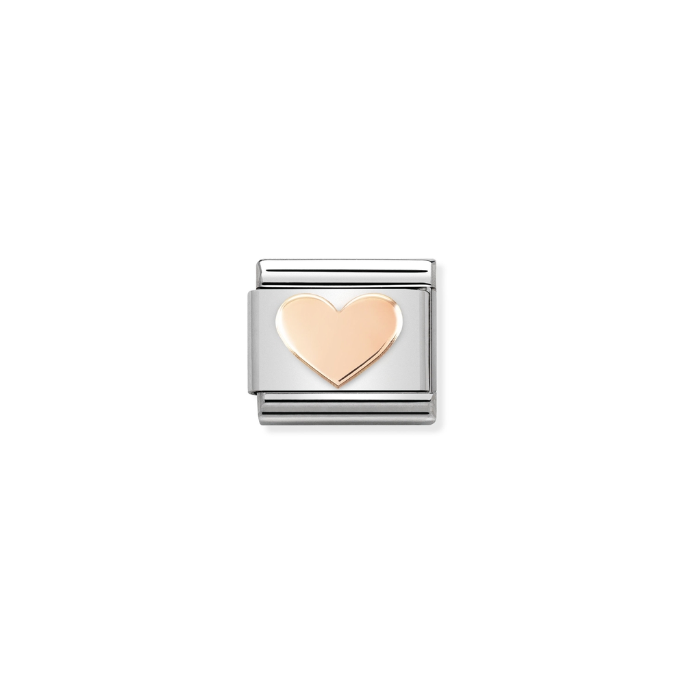 Classic link heart, stainless steel, 9 carats rose gold