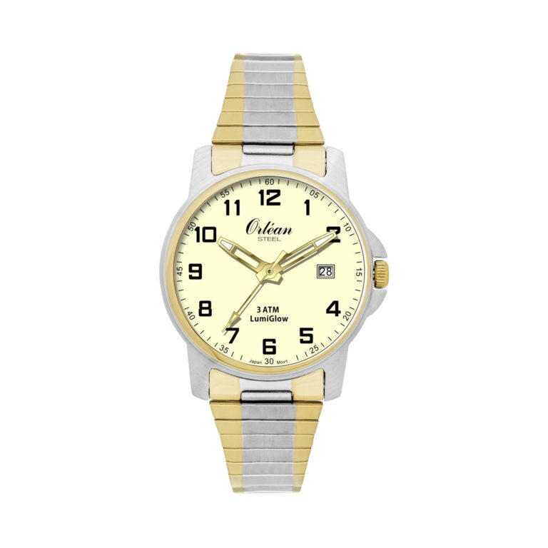 Montre extensible, acier inoxydable 2 tons (jaune/blanc)