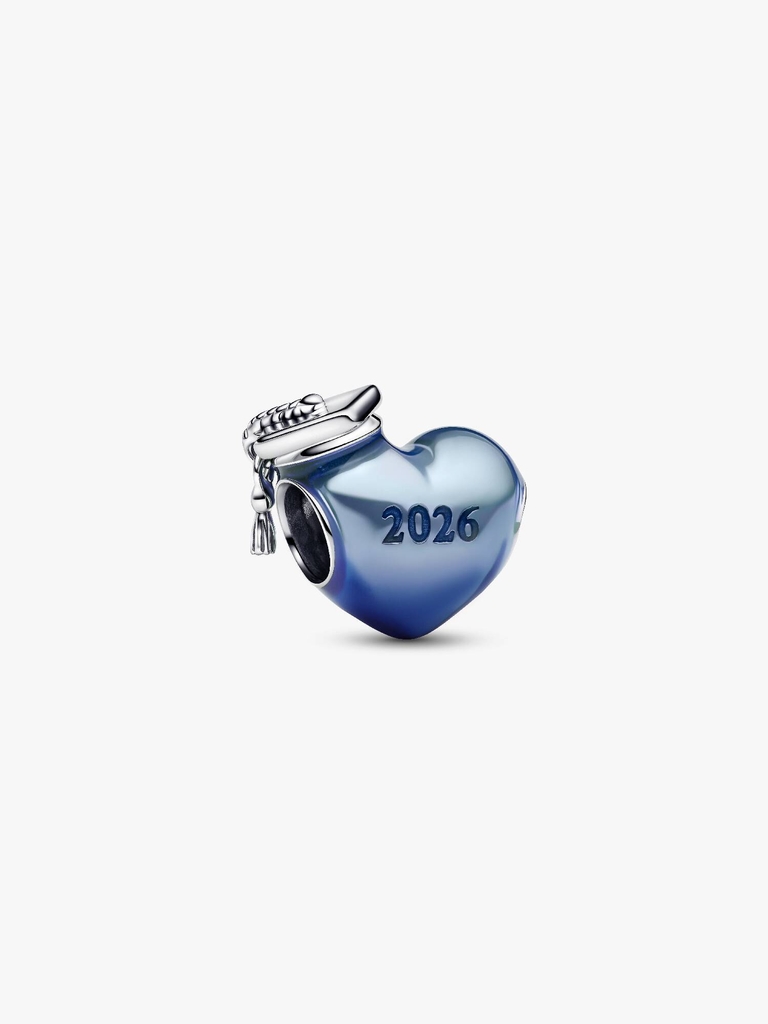 Bille coeur remise de diplôme 2026, argent, émail bleu