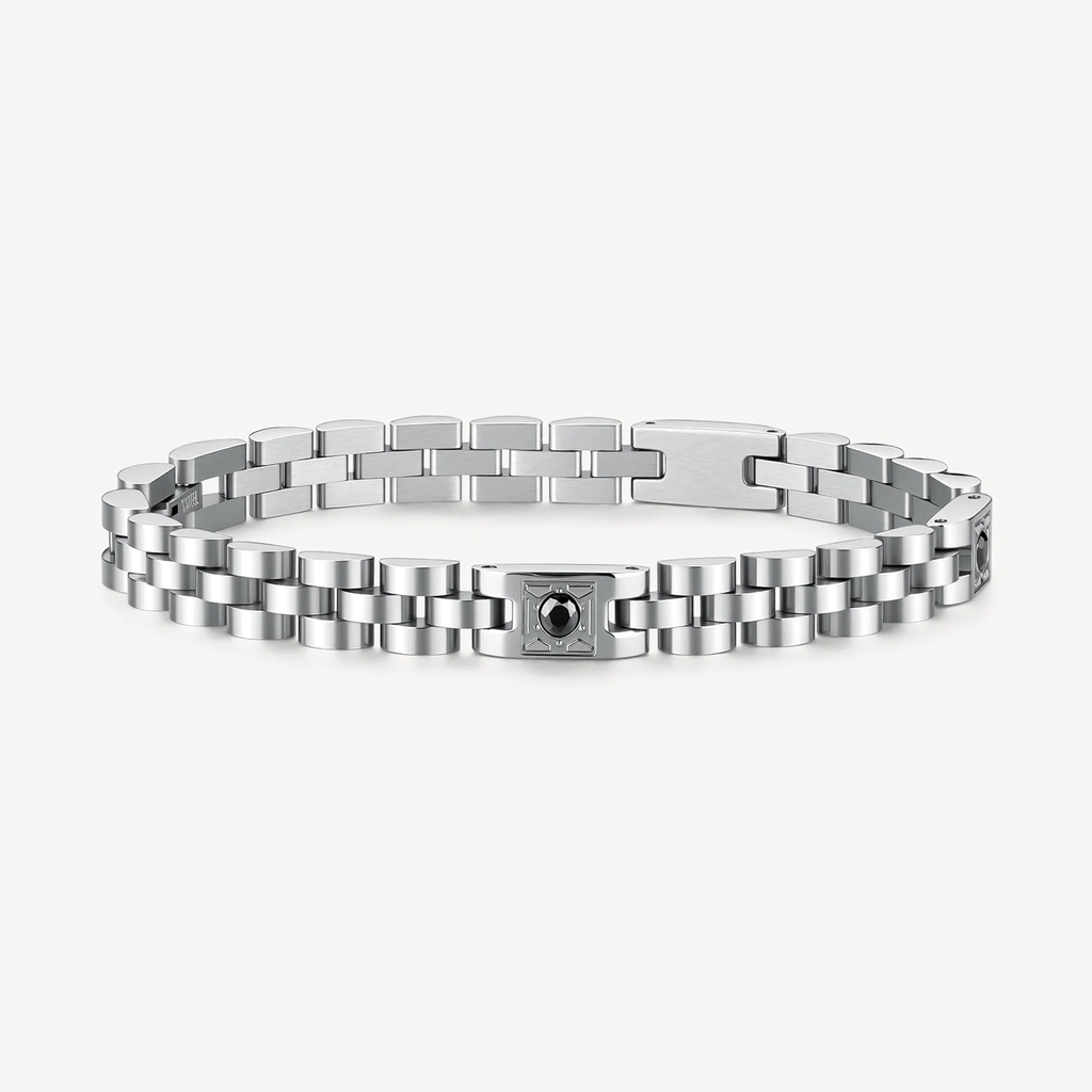 Bracelet Riptide, acier inoxydable, zircon noir