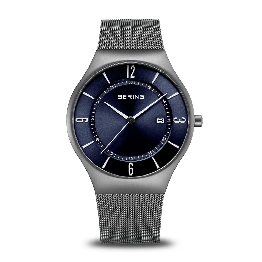 Montre acier anthracite cadran bleu